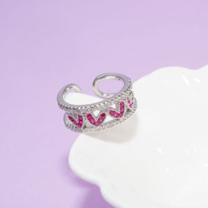 Anillo Corazones Fucsia